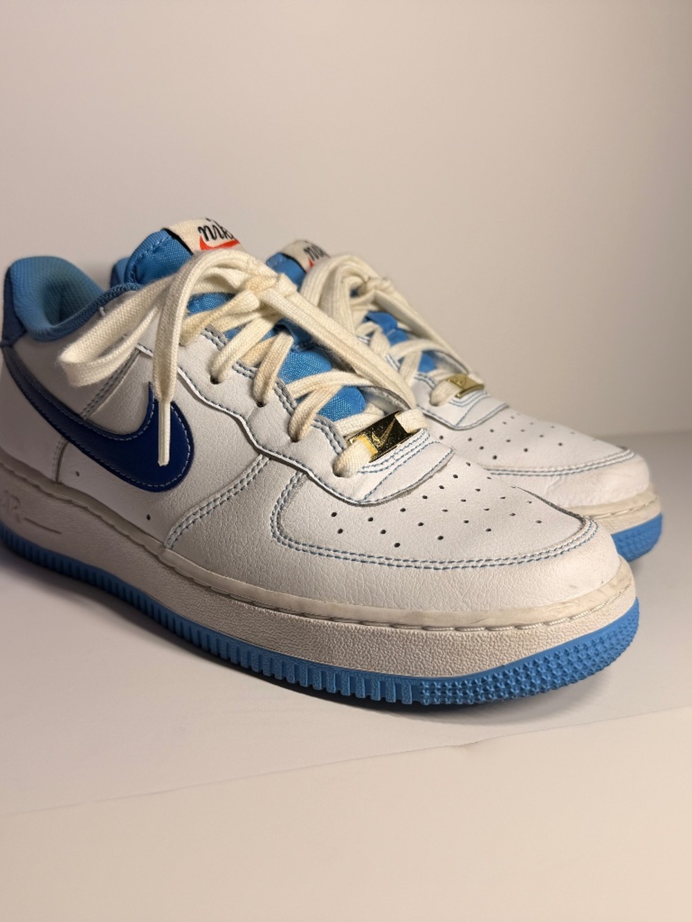Nike Air Force 1 ‘07 White/Deep Royal Blue 50th Anniversary Shoes Size 7Y